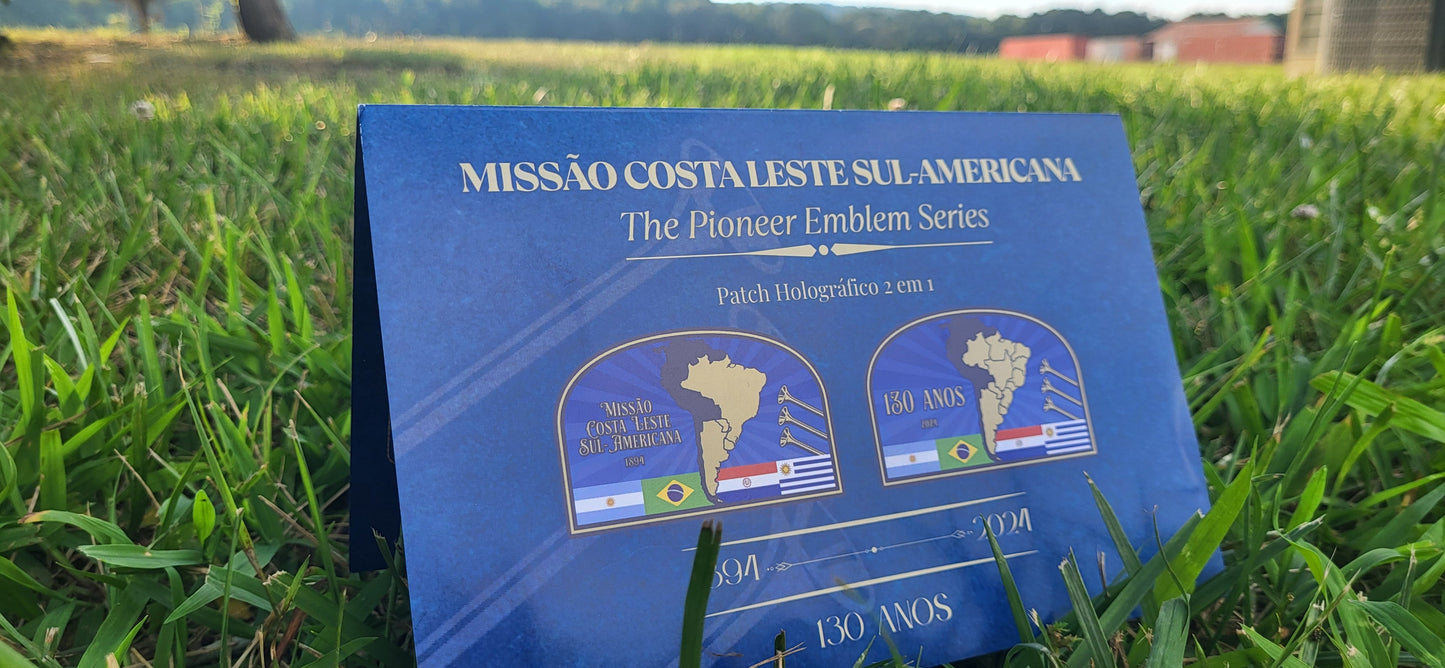MISSÃO COSTA LESTE SUL-AMERICANA - Emblema Celebrativo de 130 anos - Patch holográfico 2 em 1 + Card histórico-informativo