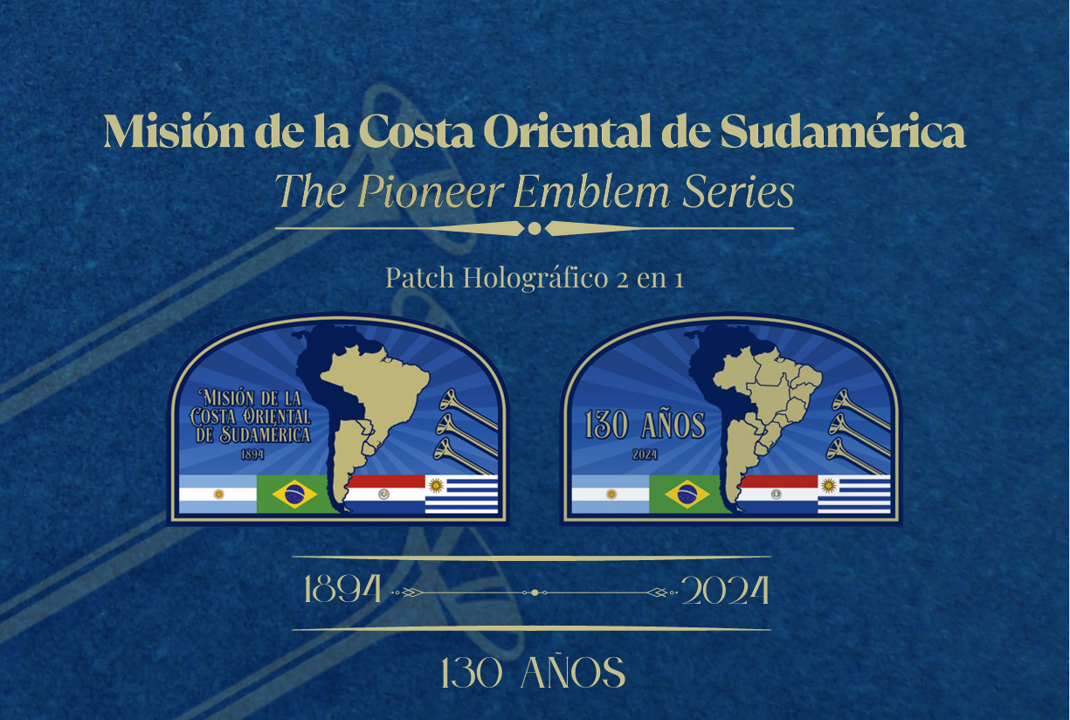 MISIÓN DE LA COSTA ORIENTAL DE SUDAMÉRICA - Emblema Celebrativo de 130 años - Patch holográfico 2 en 1 + Card histórico-informativo